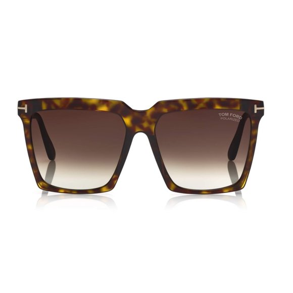 Tom Ford Sabrina-02 FT764 58-16 140 Square DARK HAVANA Polarized Sunglasses main image 9